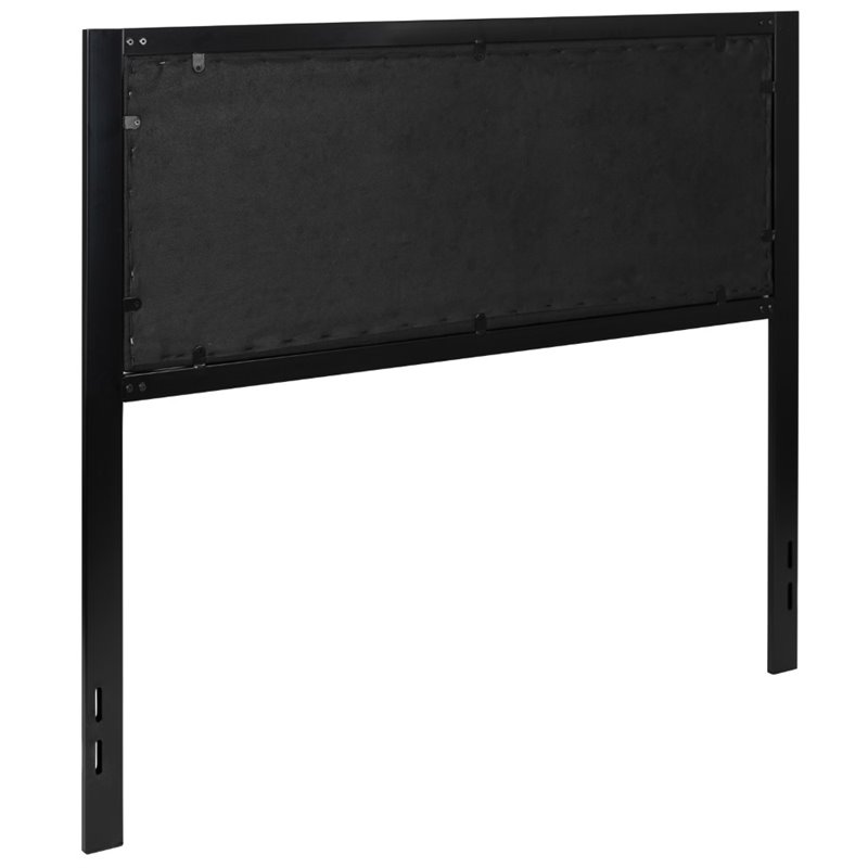 Pemberly Row Fabric Upholstered Full Metal Panel Headboard in Black