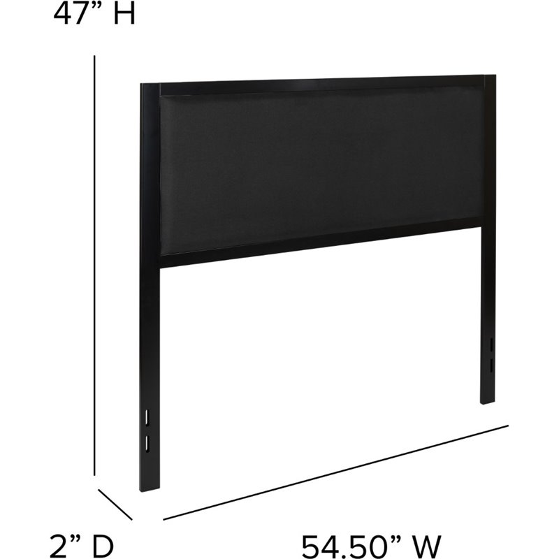 Pemberly Row Fabric Upholstered Full Metal Panel Headboard in Black