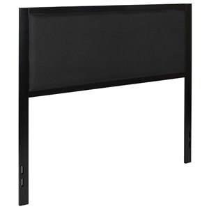 Pemberly Row Fabric Upholstered Full Metal Panel Headboard in Black