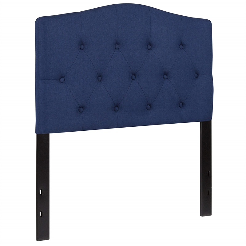Pemberly Row Contemporary Tufted Twin Panel Headboard in Navy