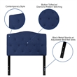 Pemberly Row Contemporary Tufted Twin Panel Headboard in Navy