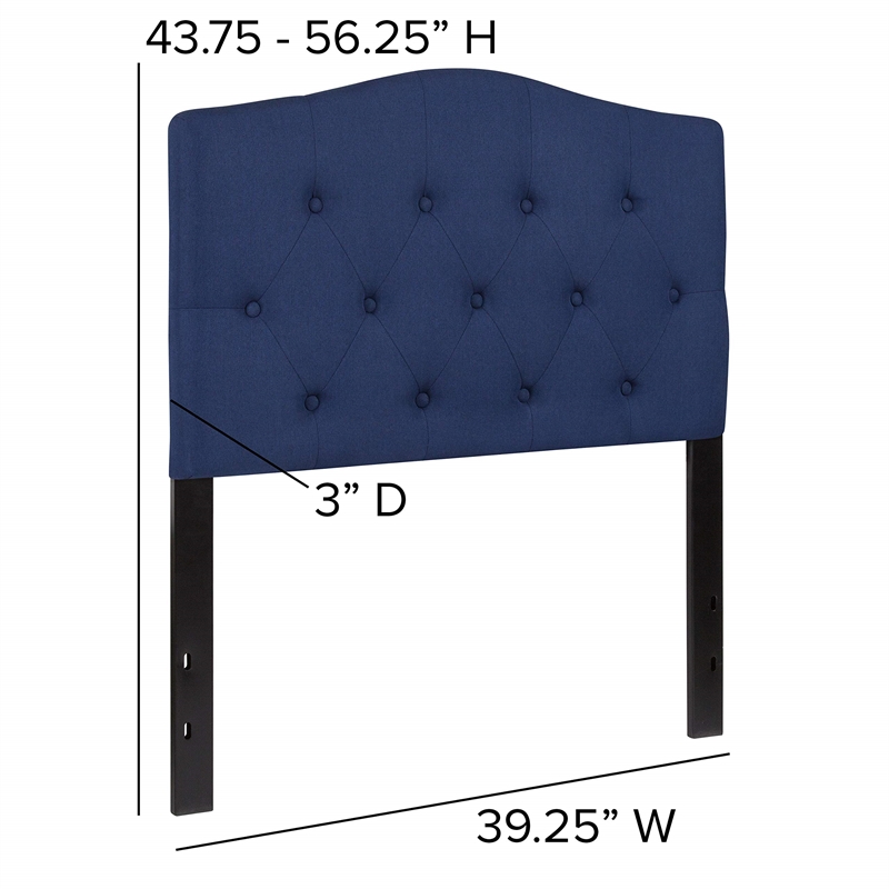 Pemberly Row Contemporary Tufted Twin Panel Headboard in Navy