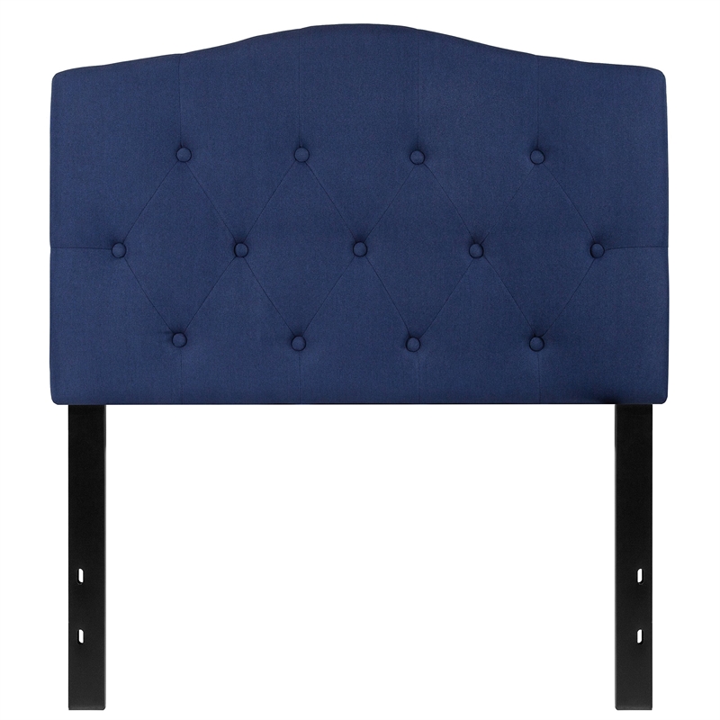 Pemberly Row Contemporary Tufted Twin Panel Headboard in Navy