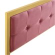 Pemberly Row Tufted King Performance Velvet Headboard in Gold/Dusty Rose