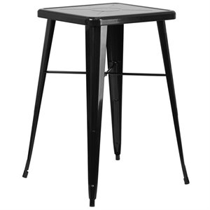 Pemberly Row Contemporary 28&quot Square Metal Bar Table in Black