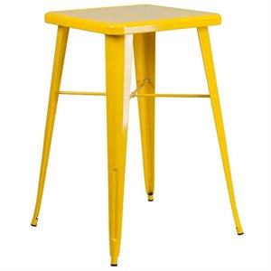 Pemberly Row Contemporary 28&quot Square Metal Bar Table in Yellow