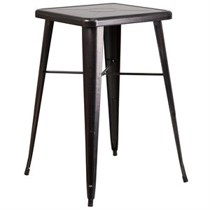 Pemberly Row 28&quot Square Metal Bar Table in Black and Antique Gold
