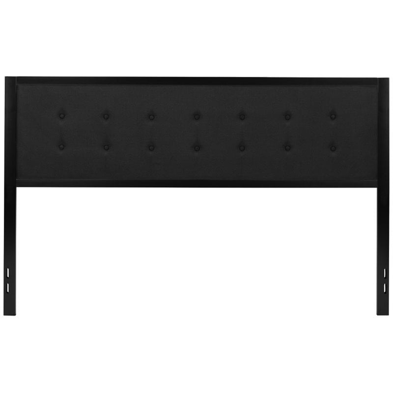 Pemberly Row Fabric Tufted King Metal Panel Headboard in Black
