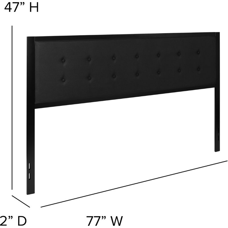 Pemberly Row Fabric Tufted King Metal Panel Headboard in Black