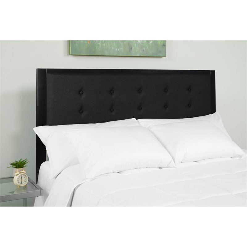 Pemberly Row Fabric Tufted Twin Metal Panel Headboard in Black