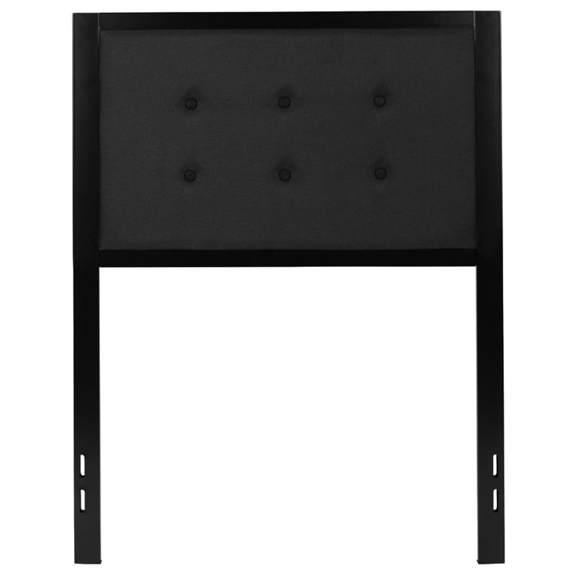 Pemberly Row Fabric Tufted Twin Metal Panel Headboard in Black