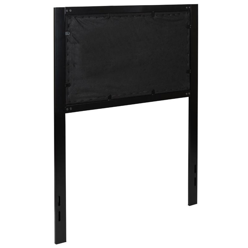 Pemberly Row Fabric Tufted Twin Metal Panel Headboard in Black