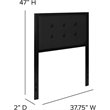 Pemberly Row Fabric Tufted Twin Metal Panel Headboard in Black