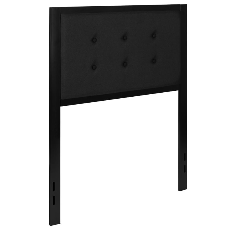 Pemberly Row Fabric Tufted Twin Metal Panel Headboard in Black