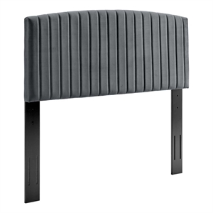 Pemberly Row Modern Performance Velvet Twin Headboard in Charcoal