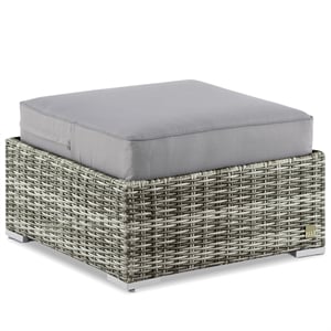 Pemberly Row Contemporary Outdoor Ottoman with Cushion in Gray