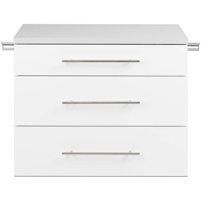 Pemberly Row Contemporary 3 Drawer Wall Mounted Garage Cabinet in White