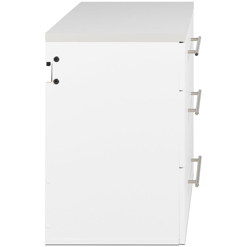 Pemberly Row Contemporary 3 Drawer Wall Mounted Garage Cabinet in White