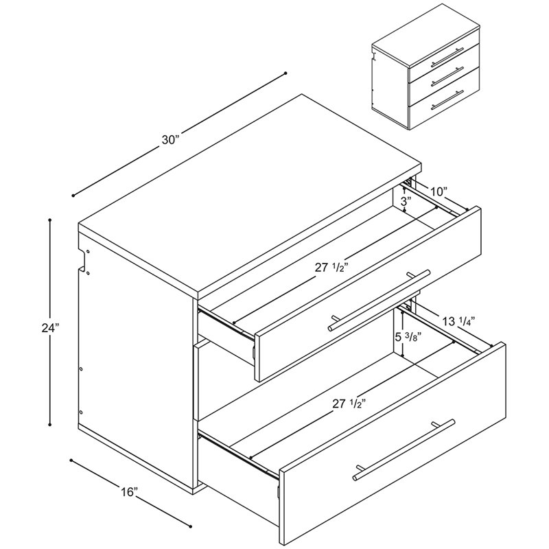 Pemberly Row Contemporary 3 Drawer Wall Mounted Garage Cabinet in White