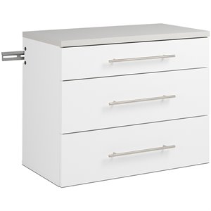 Pemberly Row Contemporary 3 Drawer Wall Mounted Garage Cabinet in White
