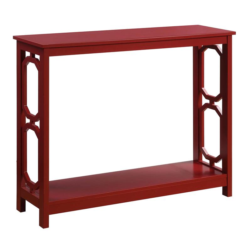 Pemberly Row Contemporary Console Table in Cranberry Red Wood Finish