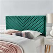 Pemberly Row Angular Channel Tufted Velvet Twin Headboard in Teal Blue