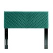 Pemberly Row Angular Channel Tufted Velvet Twin Headboard in Teal Blue
