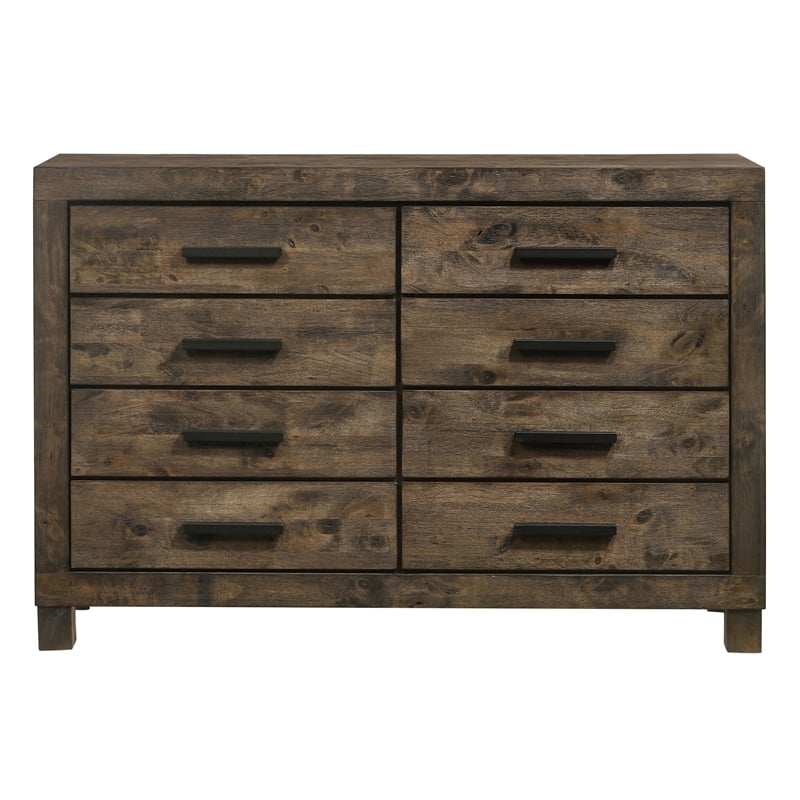 Pemberly Row 5-piece Eastern King Wood Bedroom Set in Rustic Golden Brown