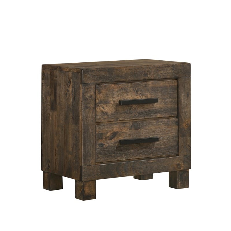 Pemberly Row 5-piece Eastern King Wood Bedroom Set in Rustic Golden Brown