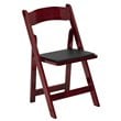 Pemberly Row Wooden Vinyl Seat Folding Chair in Mahogany (Set of 2)