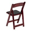 Pemberly Row Wooden Vinyl Seat Folding Chair in Mahogany (Set of 2)