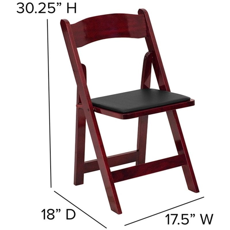Pemberly Row Wooden Vinyl Seat Folding Chair in Mahogany (Set of 2)
