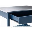 Pemberly Row Wood Kitchen Cart with Stainless Steel Top in Navy Blue