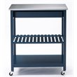 Pemberly Row Wood Kitchen Cart with Stainless Steel Top in Navy Blue