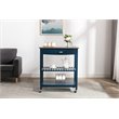 Pemberly Row Wood Kitchen Cart with Stainless Steel Top in Navy Blue