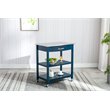 Pemberly Row Wood Kitchen Cart with Stainless Steel Top in Navy Blue