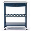 Pemberly Row Wood Kitchen Cart with Stainless Steel Top in Navy Blue
