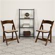 Pemberly Row Wooden Vinyl Seat Folding Chair in Fruitwood (Set of 2)