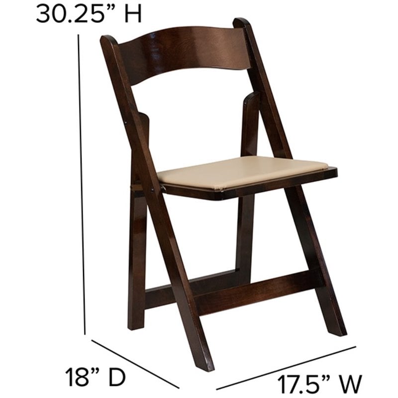 Pemberly Row Wooden Vinyl Seat Folding Chair in Fruitwood (Set of 2)