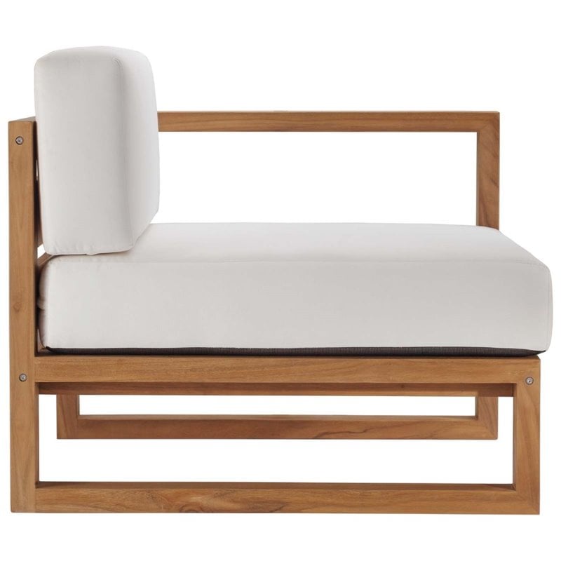 Pemberly Row 5-Piece Teak Wood Patio Sectional Sofa Set in Natural and White