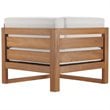 Pemberly Row 5-Piece Teak Wood Patio Sectional Sofa Set in Natural and White