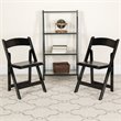 Pemberly Row Wooden Vinyl Seat Folding Chair in Black (Set of 2)