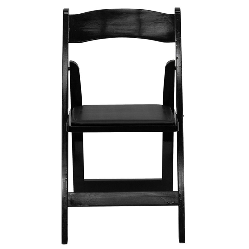 Pemberly Row Wooden Vinyl Seat Folding Chair in Black (Set of 2)