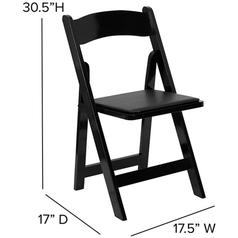 Pemberly Row Wooden Vinyl Seat Folding Chair in Black (Set of 2)