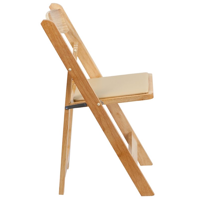 Pemberly Row Wooden Vinyl Seat Folding Chair in Natural (Set of 2)