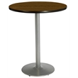 Pemberly Row Walnut 42in Breakroom Table with Round Silver Base Walnut
