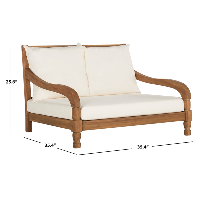 Pemberly Row Contemporary Solid Wood Lounger in Natural Finish
