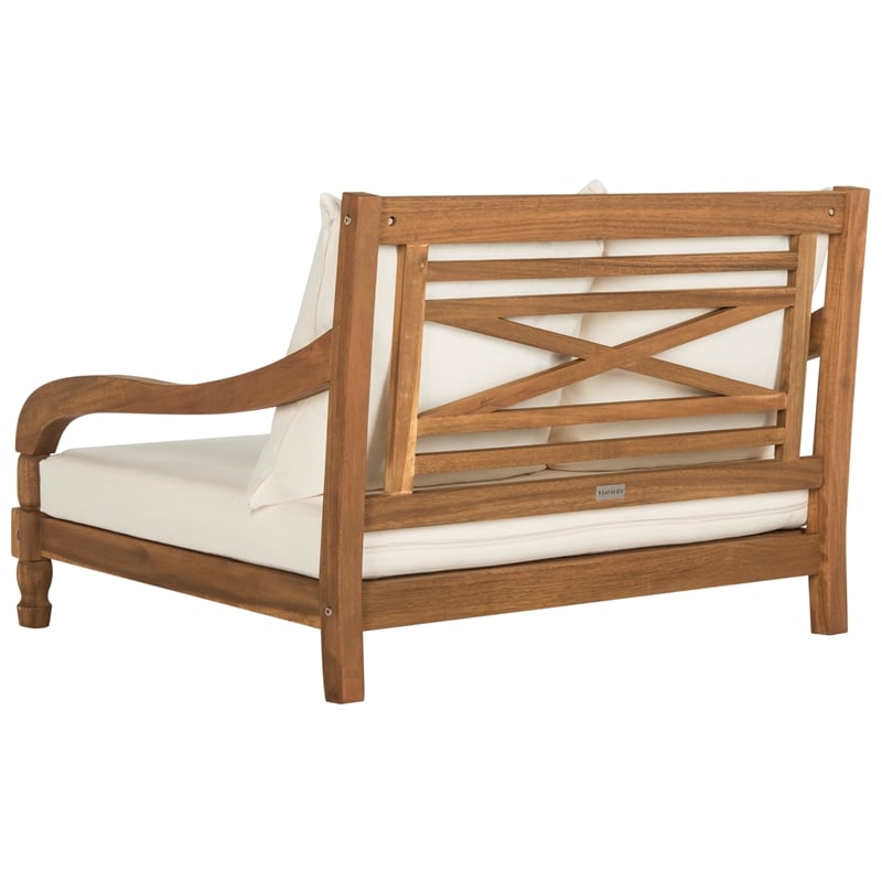 Pemberly Row Contemporary Solid Wood Lounger in Natural Finish