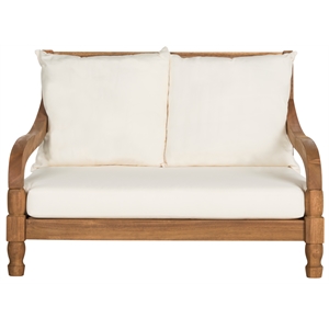 Pemberly Row Contemporary Solid Wood Lounger in Natural Finish