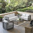 Pemberly Row 6-Piece Outdoor Patio Wicker Rattan Set in Gray/White